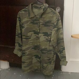 A camo jean dress/ oversized jacket